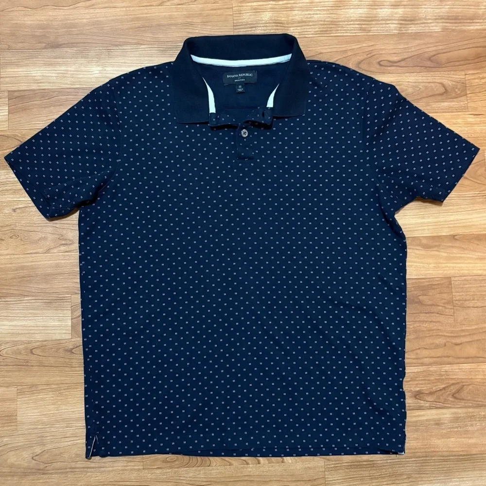 Banana Republic Youth Boy Medium Dress Polo Navy Blue‎ Cotton Church Easter